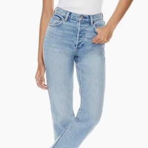 Denim Forum “Arlo High Rise Straight Leg” Cropped Jeans